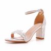 Wedding Shoes | Women’s Wedding Shoes Leather Block Heel Open Toe Ankle Strap Sandals Wedding Sandals Bridal Shoes Lace Elegant Wedding Party Shoes White – Womens