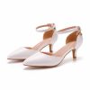 Wedding Shoes | Women’s Wedding Shoes Leather Bridesmaid Shoes Ankle Strap Heels Junior Bridesmaid Shoes Elegant Simple Kitten Heel Work Party Evening Point Toe Shoes White – Womens