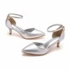 Wedding Shoes | Women’s Wedding Shoes Leather Bridesmaid Shoes Ankle Strap Heels Junior Bridesmaid Shoes Elegant Simple Kitten Heel Work Party Evening Point Toe Shoes White – Womens