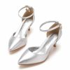 Wedding Shoes | Women’s Wedding Shoes Leather Bridesmaid Shoes Ankle Strap Heels Junior Bridesmaid Shoes Elegant Simple Kitten Heel Work Party Evening Point Toe Shoes White – Womens