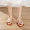 Wedding Shoes | Women’s Wedding Shoes Leather Flat Heel Open Toe Wedding Sandals Bridal Shoes Pearl Rhinestone Boho Wedding Daily Beach Shoes As Picture – Womens