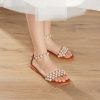 Wedding Shoes | Women’s Wedding Shoes Leather Flat Heel Open Toe Wedding Sandals Bridal Shoes Pearl Rhinestone Boho Wedding Daily Beach Shoes As Picture – Womens