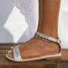 Wedding Shoes | Women’s Wedding Shoes Leather Flat Heel Open Toe Wedding Sandals Bridal Shoes Rhinestone Tassel Boho Elegant Wedding Beach Shoes White – Womens