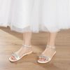 Wedding Shoes | Women’s Wedding Shoes Leather Flat Heel Open Toe Wedding Sandals Bridal Shoes Rhinestone Tassel Boho Elegant Wedding Beach Shoes White – Womens