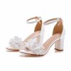 Wedding Shoes | Women’s Wedding Shoes Open Toe Ankle Strap Sandals Wedding Sandals Bridal Shoes Block Heel Elegant Shoes White – Womens