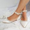 Wedding Shoes | Women’s Wedding Shoes Pearl Rhinestone Buckle Wedding Flats Bridal Shoes Elegant Point Toe Wedding Shoes Ivory – Womens