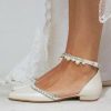 Wedding Shoes | Women’s Wedding Shoes Pearl Rhinestone Buckle Wedding Flats Bridal Shoes Elegant Point Toe Wedding Shoes Ivory – Womens