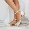 Wedding Shoes | Women’s Wedding Shoes Pearl Rhinestone Buckle Wedding Flats Bridal Shoes Elegant Point Toe Wedding Shoes Ivory – Womens