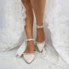 Wedding Shoes | Women’s Wedding Shoes Pearl Rhinestone Buckle Wedding Flats Bridal Shoes Elegant Point Toe Wedding Shoes Ivory – Womens