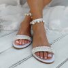 Wedding Shoes | Women’s Wedding Shoes Pearl Rhinestone Tassel Wedding Sandals Bridal Shoes Open Toe Flat Heel Wedding Beach Shoes White – Womens