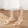 Wedding Shoes | Women’s Wedding Shoes Pearl Rhinestone Tassel Wedding Sandals Bridal Shoes Open Toe Flat Heel Wedding Beach Shoes White – Womens