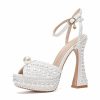 Wedding Shoes | Women’s Wedding Shoes Pearl Wedding Sandals Bridal Shoes Elegant Peep Toe Platform Flare Heel Shoes Ivory – Womens