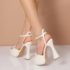 Wedding Shoes | Women’s Wedding Shoes Pearl Wedding Sandals Bridal Shoes Elegant Peep Toe Platform Flare Heel Shoes Ivory – Womens