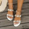 Wedding Shoes | Women’s Wedding Shoes Plastics Flat Heel Open Toe Wedding Flats Bridal Shoes Pearl Casual Elegant Wedding Daily Beach Shoes White – Womens