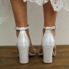 Wedding Shoes | Women’s Wedding Shoes Rhinestone Ankle Strap Sandals Wedding Sandals Bridal Shoes Elegant Open Toe Wedding Party Shoes White – Womens