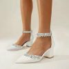 Wedding Shoes | Women’s Wedding Shoes Rhinestone Chunky Heel Block Heel Wedding Heels Bridal Shoes Elegant Point Toe Wedding Party Evening Cocktail Shoes Ivory – Womens