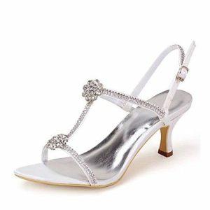 Wedding Shoes | Women’s Wedding Shoes Rhinestone Wedding Sandals Bridal Shoes Open Toe High Heel Wedding Party Prom Cocktail Shoes White – Womens