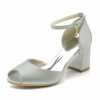 Wedding Shoes | Women’s Wedding Shoes Satin Block Heel Ankle Strap Heel Peep Toe Ankle Strap Sandals Wedding Sandals Bridesmaid Shoes Elegant Simple Wedding Daily Shoes Champagne – Womens