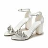 Wedding Shoes | Women’s Wedding Shoes Satin Block Heel Open Toe Ankle Strap Sandals Wedding Sandals Bridal Shoes Rhinestone Elegant Wedding Party Cocktail Shoes White – Womens