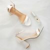 Wedding Shoes | Women’s Wedding Shoes Satin Block Heel Open Toe Ankle Strap Sandals Wedding Sandals Bridesmaid Shoes Elegant Simple Wedding Party Prom Evening Buckle Shoes White – Womens