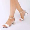 Wedding Shoes | Women’s Wedding Shoes Satin Block Heel Open Toe Ankle Strap Sandals Wedding Sandals Bridesmaid Shoes Elegant Simple Wedding Party Prom Evening Buckle Shoes White – Womens