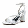 Wedding Shoes | Women’s Wedding Shoes Satin Block Heel Open Toe Ankle Strap Sandals Wedding Sandals Bridesmaid Shoes Elegant Simple Wedding Work Party Prom Evening Cocktail Shoes White – Womens