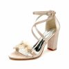 Wedding Shoes | Women’s Wedding Shoes Satin Block Heel Open Toe Wedding Sandals Bridal Shoes Flower Pearl Rhinestone Elegant Wedding Cocktail Shoes Ivory – Womens