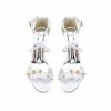 Wedding Shoes | Women’s Wedding Shoes Satin Block Heel Open Toe Wedding Sandals Bridal Shoes Flower Pearl Rhinestone Elegant Wedding Cocktail Shoes Ivory – Womens