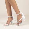 Wedding Shoes | Women’s Wedding Shoes Satin Block Heel Open Toe Wedding Sandals Bridal Shoes Pearl Elegant Wedding Shoes Ivory – Womens