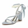 Wedding Shoes | Women’s Wedding Shoes Satin Block Heel Open Toe Wedding Sandals Bridal Shoes Pearl Elegant Wedding Shoes Ivory – Womens