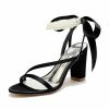 Wedding Shoes | Women’s Wedding Shoes Satin Block Heel Open Toe Wedding Sandals Bridal Shoes Pearl Elegant Wedding Shoes Ivory – Womens