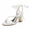 Wedding Shoes | Women’s Wedding Shoes Satin Block Heel Open Toe Wedding Sandals Bridal Shoes Pearl Elegant Wedding Shoes Ivory – Womens