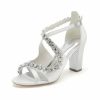 Wedding Shoes | Women’s Wedding Shoes Satin Block Heel Open Toe Wedding Sandals Bridal Shoes Rhinestone Elegant Wedding Party Prom Evening Cocktail Shoes Champagne – Womens