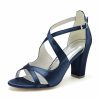 Wedding Shoes | Women’s Wedding Shoes Satin Block Heel Open Toe Wedding Sandals Bridesmaid Shoes Elegant Simple Wedding Party Prom Evening Shoes White – Womens