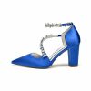 Wedding Shoes | Women’s Wedding Shoes Satin Block Heel Point Toe Wedding Heels Bridal Shoes Rhinestone Elegant Wedding Party Shoes White – Womens