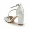 Wedding Shoes | Women’s Wedding Shoes Satin Block Heel Point Toe Wedding Heels Bridal Shoes Rhinestone Simple Wedding Party Evening Shoes White – Womens