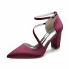 Wedding Shoes | Women’s Wedding Shoes Satin Block Heel Point Toe Wedding Heels Bridesmaid Shoes Elegant Simple Wedding Party Evening Shoes Champagne – Womens