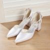 Wedding Shoes | Women’s Wedding Shoes Satin Block Heel Point Toe Wedding Heels Bridesmaid Shoes Elegant Simple Wedding Work Party Prom Evening Shoes White – Womens