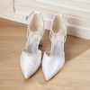 Wedding Shoes | Women’s Wedding Shoes Satin Block Heel Point Toe Wedding Heels Bridesmaid Shoes Elegant Simple Wedding Work Party Prom Evening Shoes White – Womens