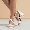 Wedding Shoes | Women’s Wedding Shoes Satin Block Heel Square Toe Open Toe Wedding Sandals Bridesmaid Shoes Elegant Simple Wedding Party Prom Cocktail Shoes Ivory – Womens