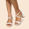 Wedding Shoes | Women’s Wedding Shoes Satin Chunky Heel Block Heel Open Toe Wedding Sandals Bridesmaid Shoes Elegant Simple Wedding Party Prom Shoes Ivory – Womens