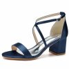 Wedding Shoes | Women’s Wedding Shoes Satin Chunky Heel Block Heel Open Toe Wedding Sandals Bridesmaid Shoes Elegant Simple Wedding Party Prom Shoes Ivory – Womens