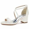 Wedding Shoes | Women’s Wedding Shoes Satin Chunky Heel Block Heel Open Toe Wedding Sandals Bridesmaid Shoes Elegant Simple Wedding Party Prom Shoes Ivory – Womens