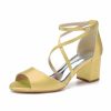 Wedding Shoes | Women’s Wedding Shoes Satin Chunky Heel Block Heel Open Toe Wedding Sandals Bridesmaid Shoes Elegant Simple Wedding Party Shoes White – Womens