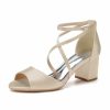 Wedding Shoes | Women’s Wedding Shoes Satin Chunky Heel Block Heel Open Toe Wedding Sandals Bridesmaid Shoes Elegant Simple Wedding Party Shoes White – Womens