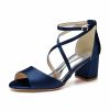 Wedding Shoes | Women’s Wedding Shoes Satin Chunky Heel Block Heel Open Toe Wedding Sandals Bridesmaid Shoes Elegant Simple Wedding Party Shoes White – Womens