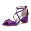 Wedding Shoes | Women’s Wedding Shoes Satin Chunky Heel Block Heel Open Toe Wedding Sandals Bridesmaid Shoes Elegant Simple Wedding Party Shoes White – Womens