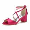 Wedding Shoes | Women’s Wedding Shoes Satin Chunky Heel Block Heel Open Toe Wedding Sandals Bridesmaid Shoes Elegant Simple Wedding Party Shoes White – Womens