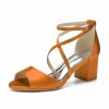 Wedding Shoes | Women’s Wedding Shoes Satin Chunky Heel Block Heel Open Toe Wedding Sandals Bridesmaid Shoes Elegant Simple Wedding Party Shoes White – Womens