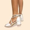 Wedding Shoes | Women’s Wedding Shoes Satin Chunky Heel Block Heel Open Toe Wedding Sandals Bridesmaid Shoes Elegant Simple Wedding Party Shoes White – Womens